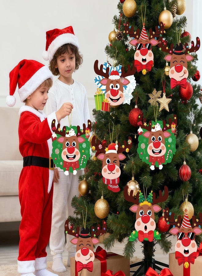 Sealmic 60 Pcs Christmas Reindeer Crafts for Kids Make Your Own Christmas Tree Ornaments Decoration Xmas Arts Making Craft with Stickers DIY Paper Holiday Cutouts Winter Party Home Classroom Game Activities - Image 4